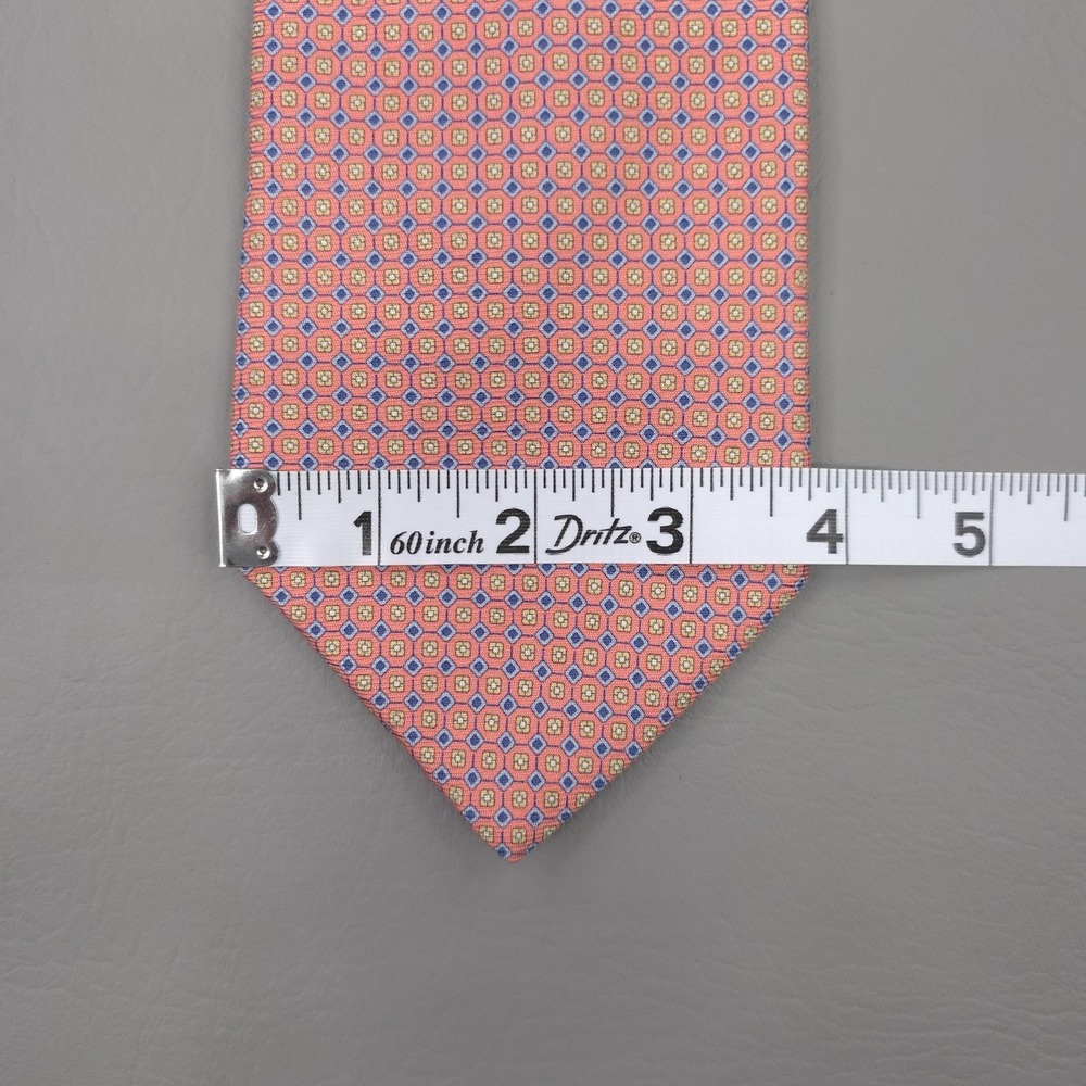 Brooks Brothers Tie Mens One Size Pink Silk Geometric Makers USA Italy Woven 60" - Picture 6 of 7